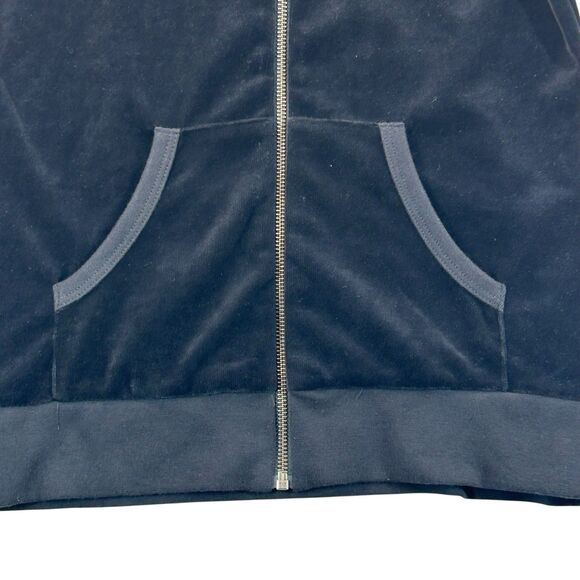 Burberry London Velour Hoodie Jacket Women's Sz M Full Zip Black Check Elbow NWT - Picture 8 of 16